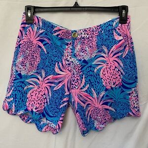 Tropical Pink and Blue High Waist Women's Shorts